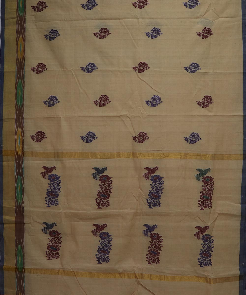 Cream handwoven cotton rajahmundry saree