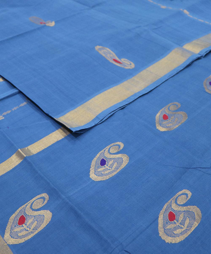 Sky blue handloom cotton rajahmundry saree