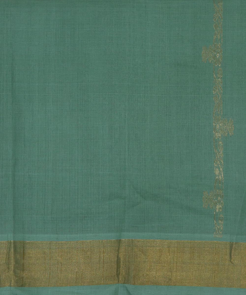 Aqua green handloom cotton rajahmundry saree