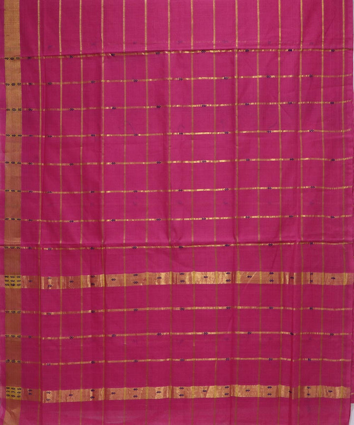 Pink checks handloom cotton rajahmundry saree