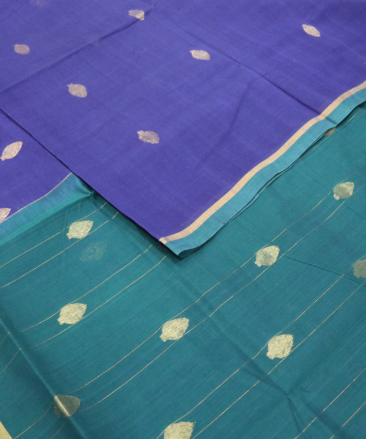 Blue and green handloom cotton uppada saree