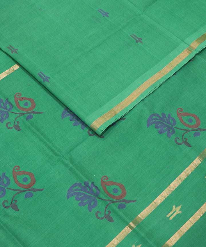 Parrot green handloom cotton uppada saree