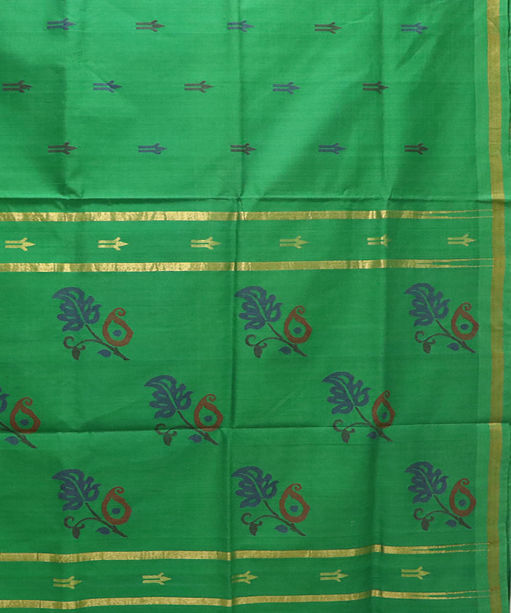 Parrot green handloom cotton uppada saree