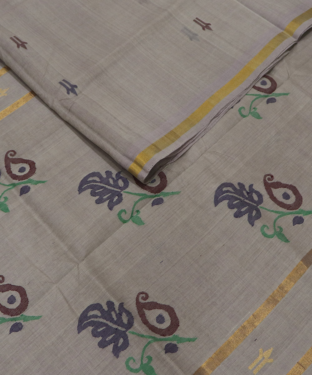 Sandal handloom cotton uppada saree