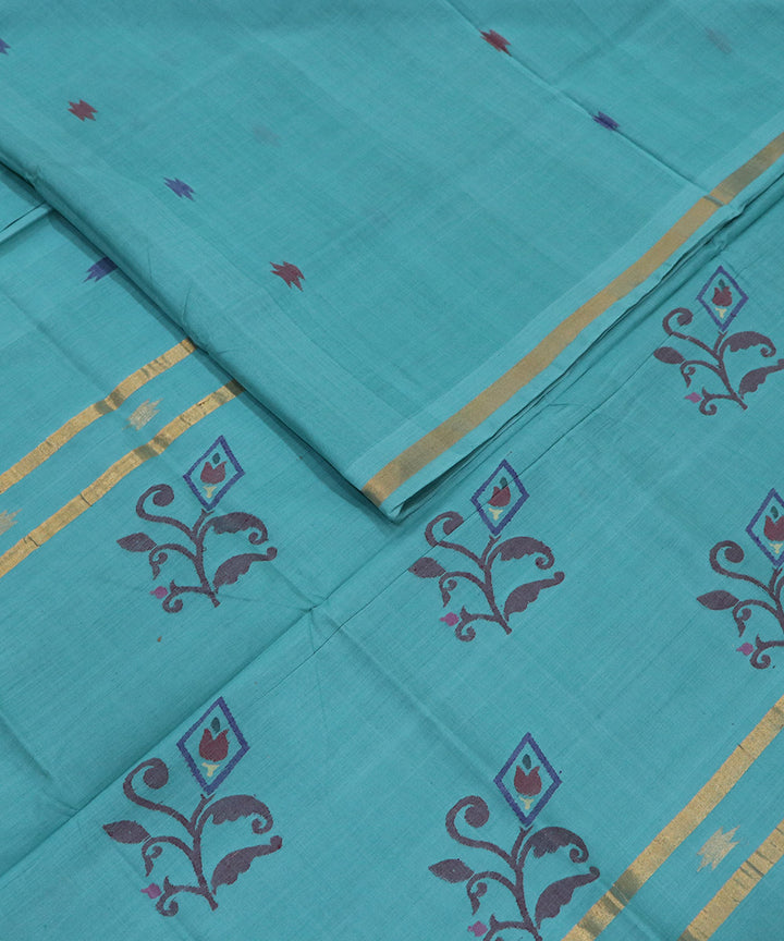 Sea green handloom cotton uppada saree