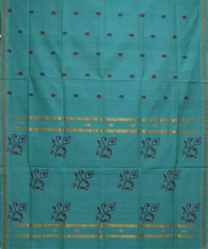 Sea green handloom cotton uppada saree