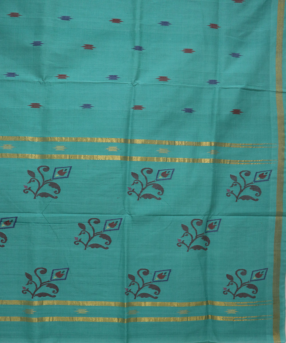 Sea green handloom cotton uppada saree