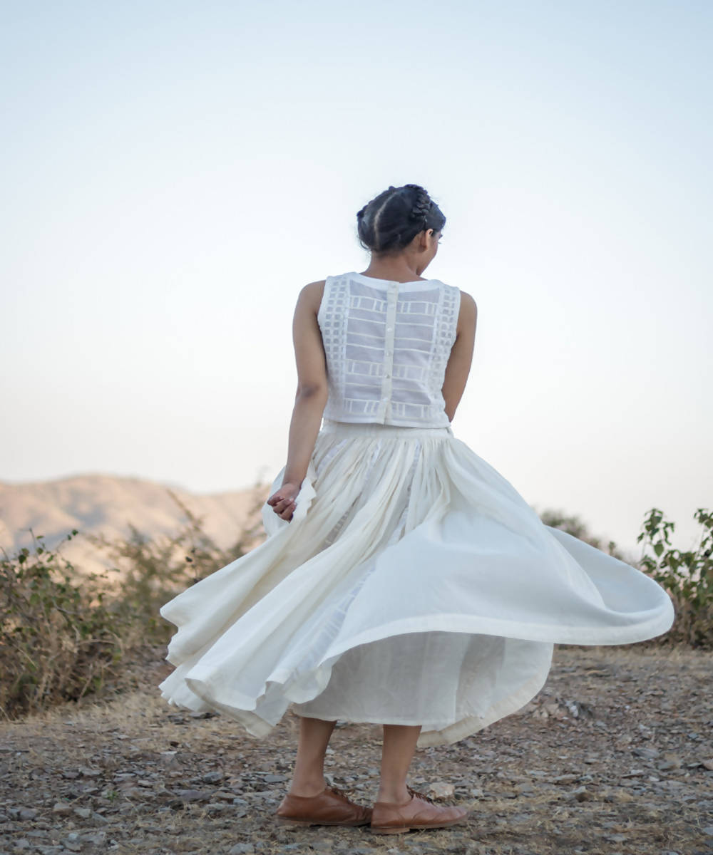 Natural white handcrafted kora cotton skirt