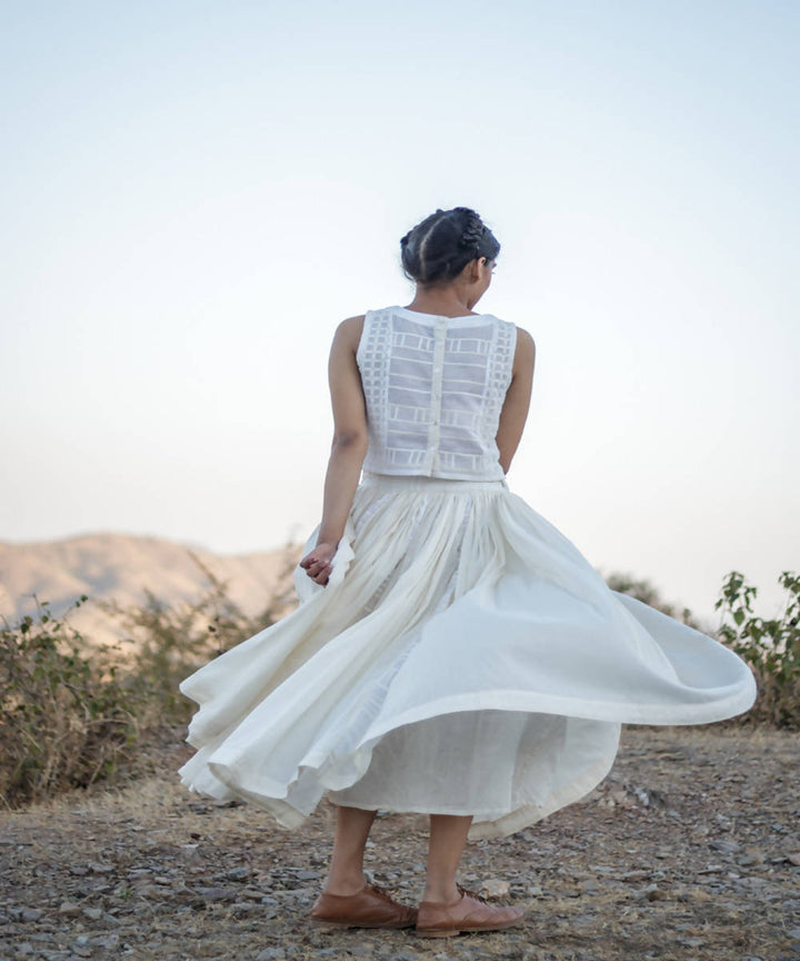 Natural white handcrafted kora cotton skirt