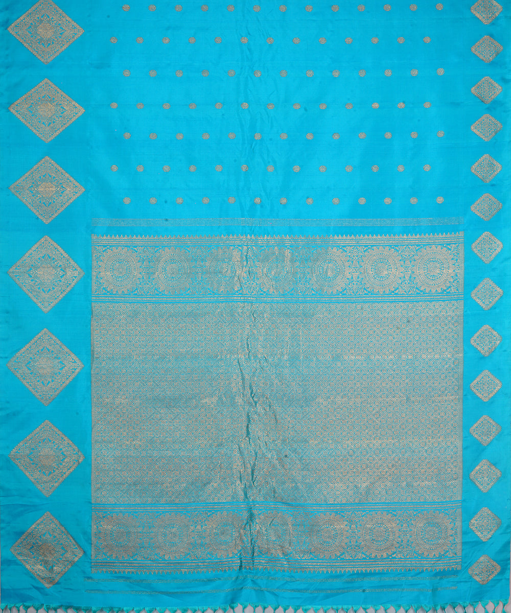 Sky blue silk handwoven gadwal saree