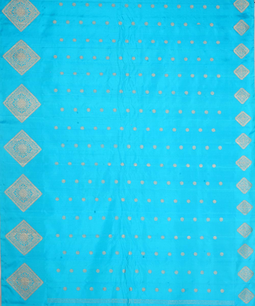 Sky blue silk handwoven gadwal saree