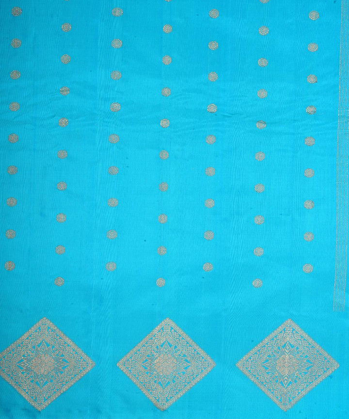 Sky blue silk handwoven gadwal saree