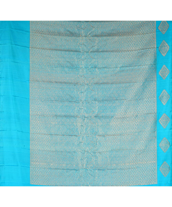 Sky blue silk handwoven gadwal saree