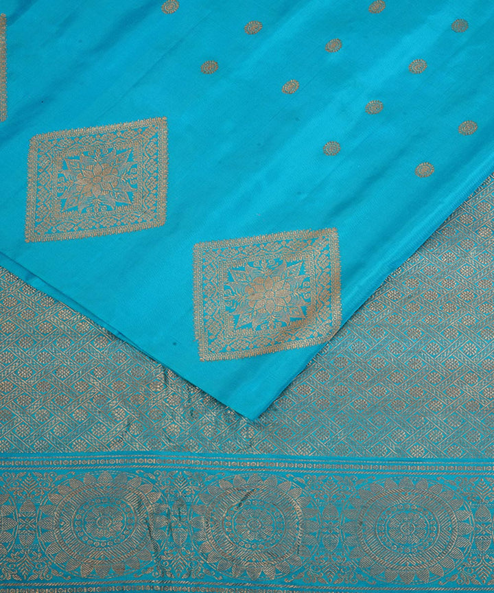 Sky blue silk handwoven gadwal saree