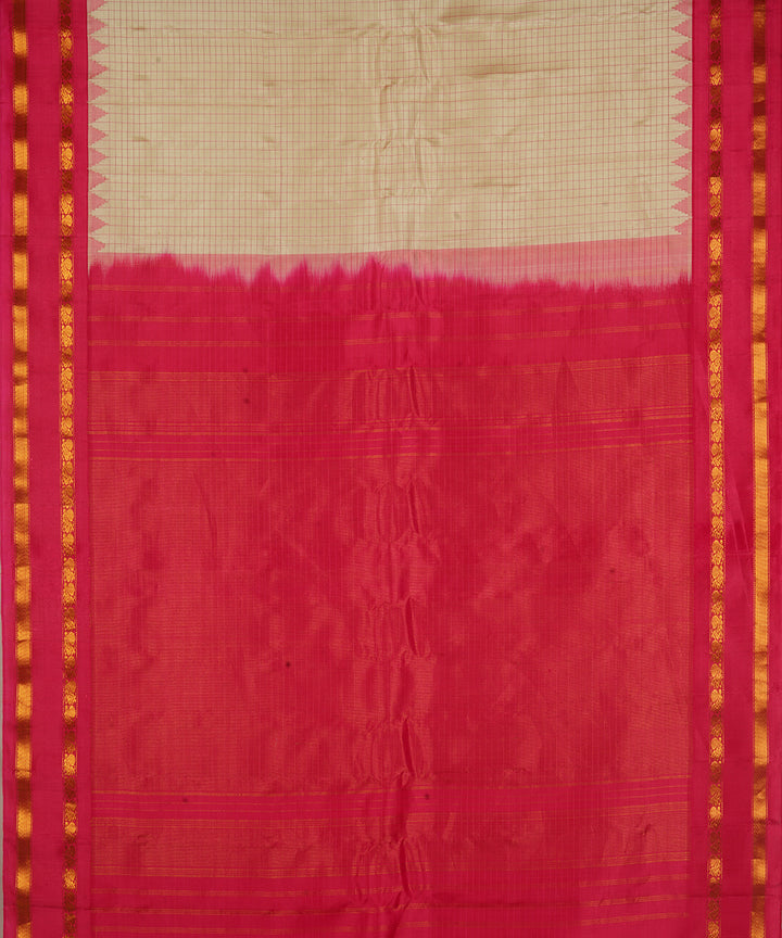 White red silk handwoven gadwal saree