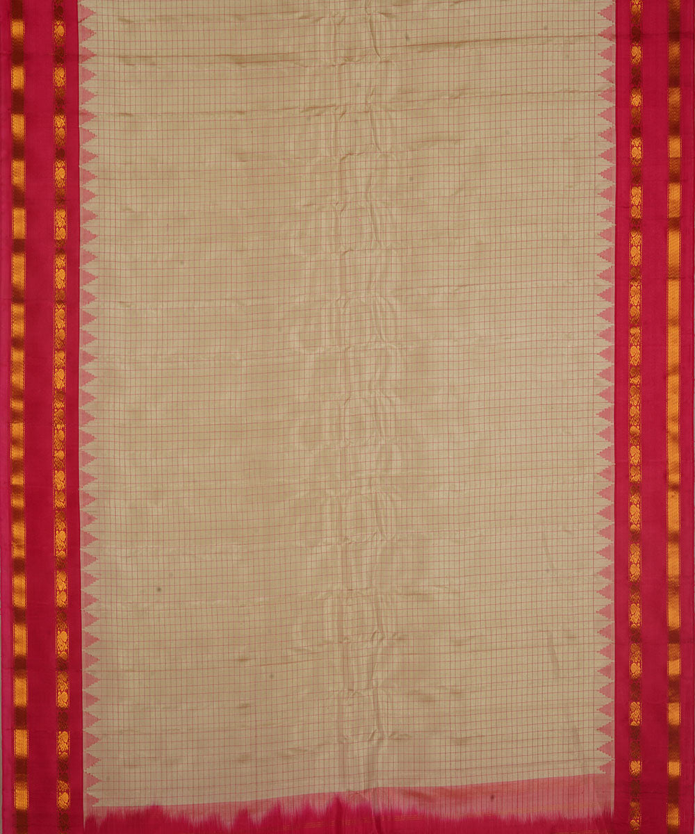 White red silk handwoven gadwal saree