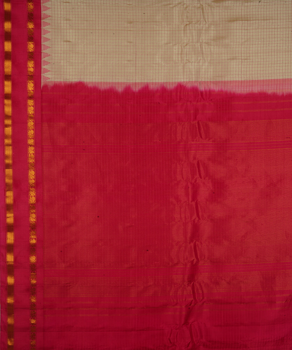 White red silk handwoven gadwal saree