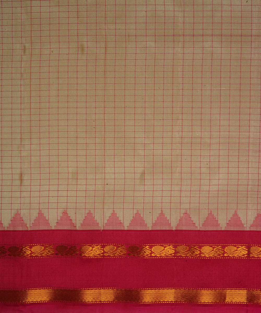 White red silk handwoven gadwal saree