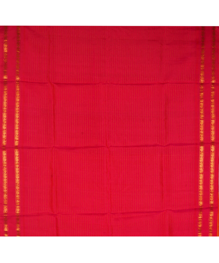 Yellow orange and pink silk handwoven gadwal saree