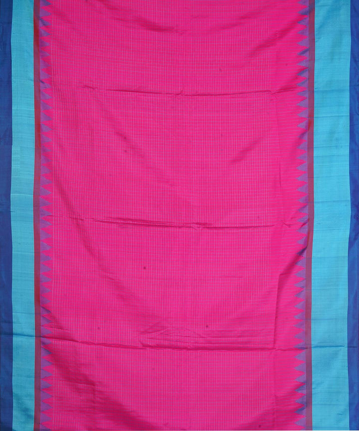 Pink sky blue silk handwoven gadwal saree