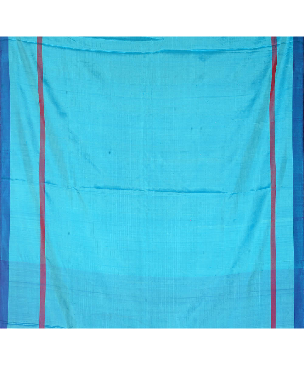 Pink sky blue silk handwoven gadwal saree