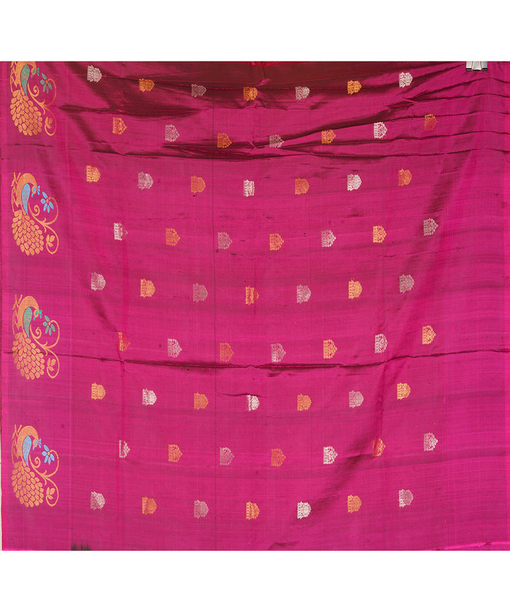 Black purple silk handwoven gadwal saree