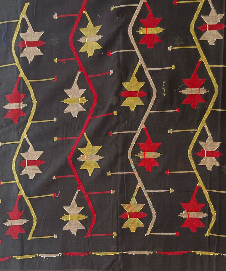 Black handwoven cotton jamdani saree