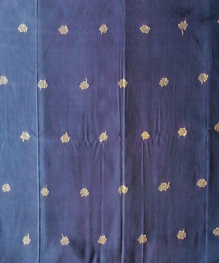 Navy blue grey handwoven cotton jamdani saree