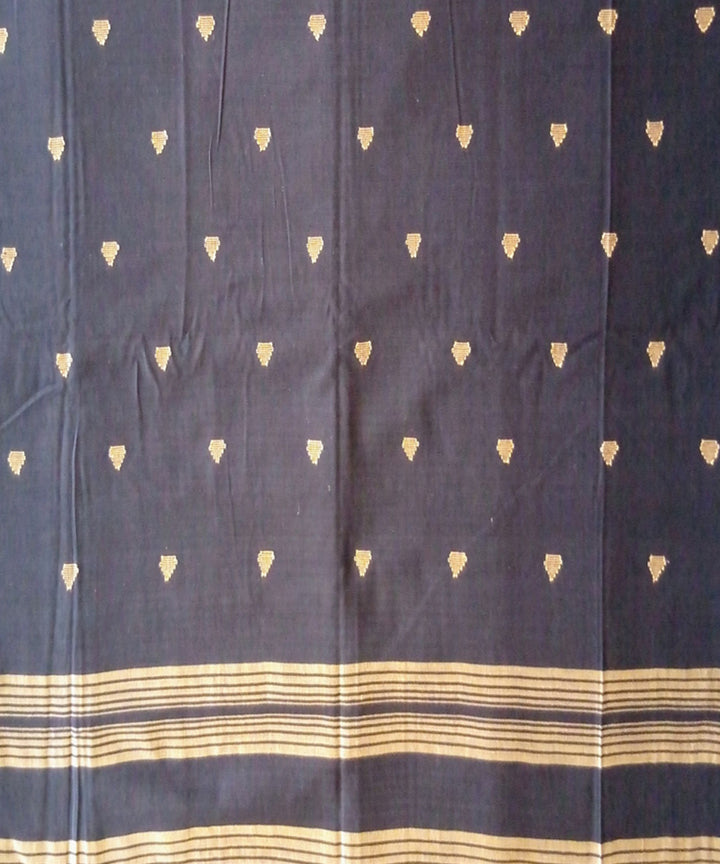 Black beige handwoven cotton jamdani saree
