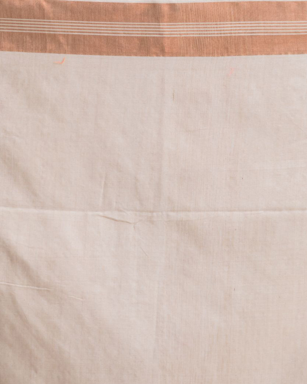 Off white orange handwoven cotton bengal saree