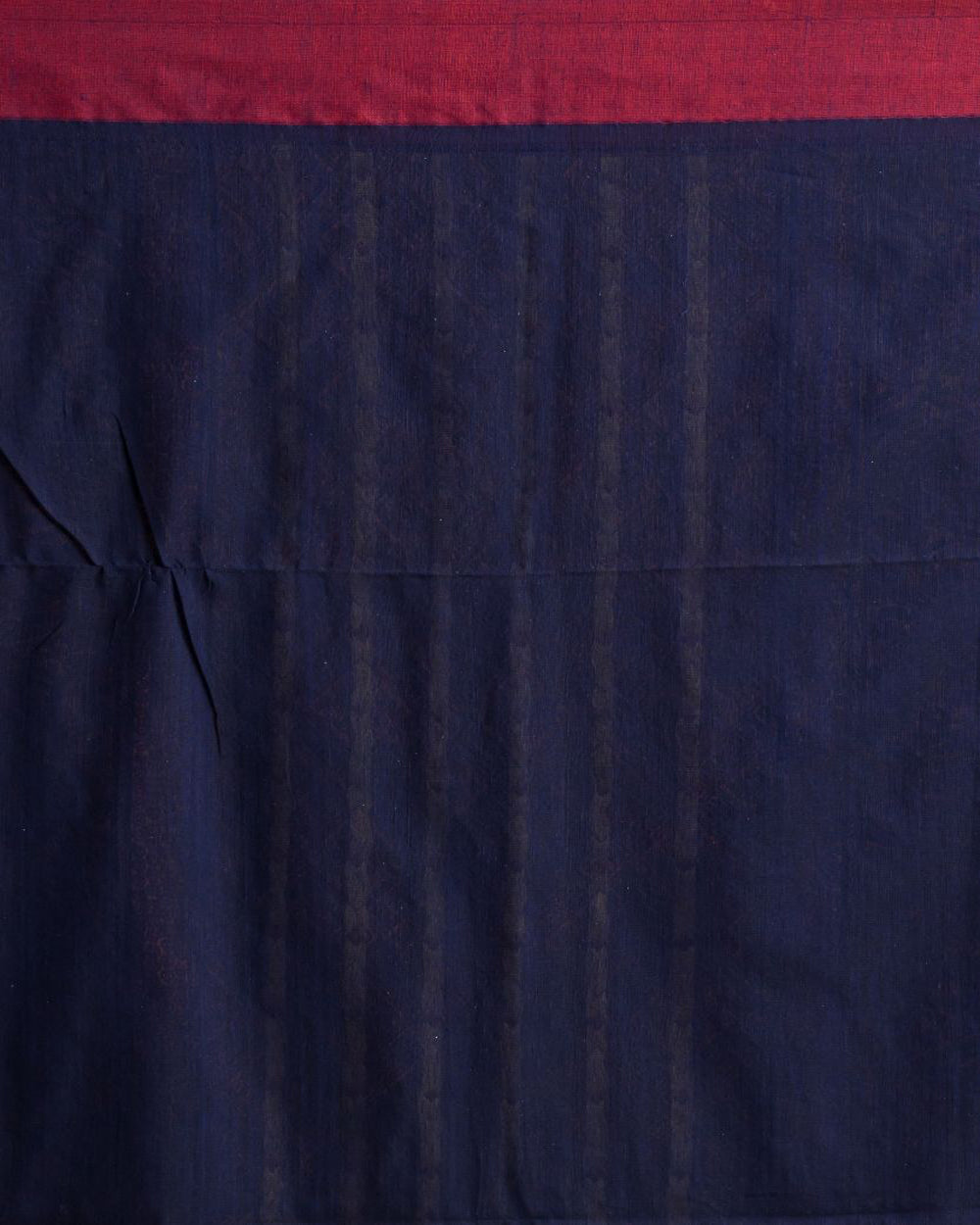 Navy blue red handwoven cotton bengal saree