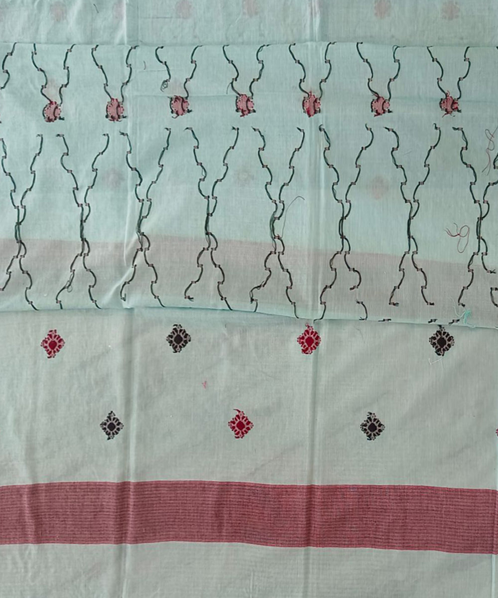 Sky blue handwoven cotton jamdani saree