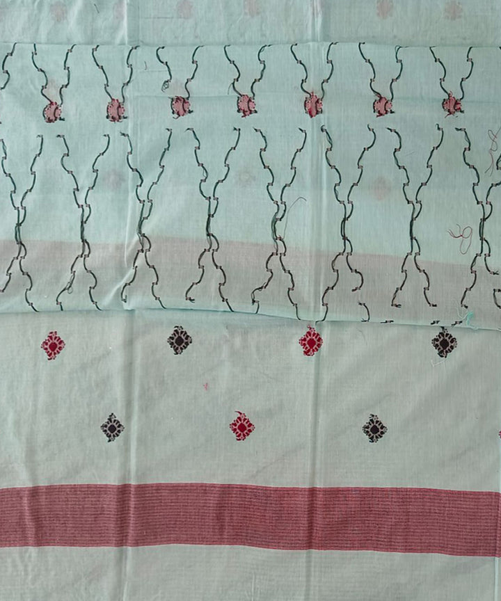 Sky blue handwoven cotton jamdani saree