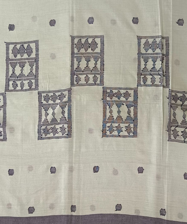 Pale blue handwoven cotton jamdani saree