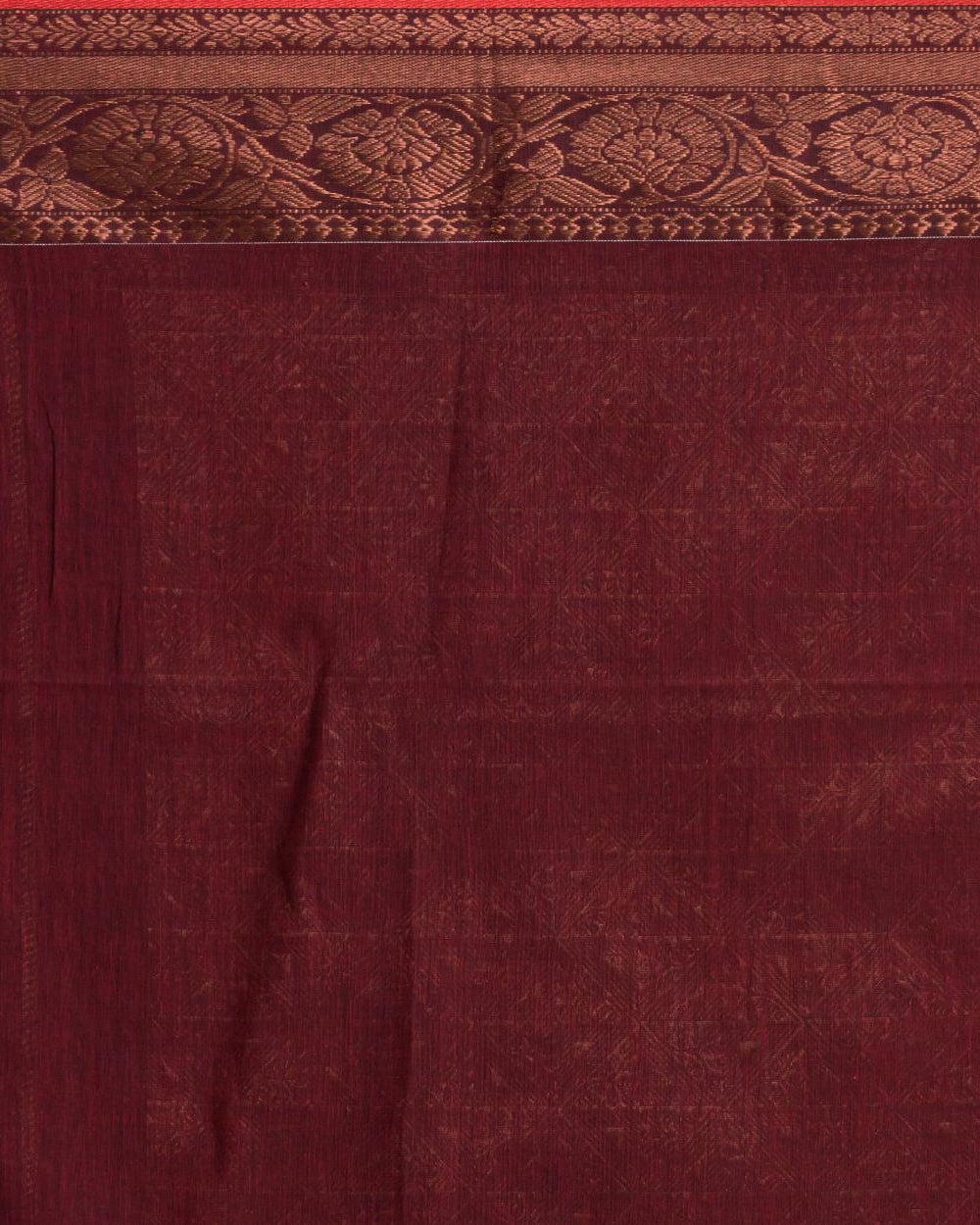 Maroon red handwoven cotton bengal saree
