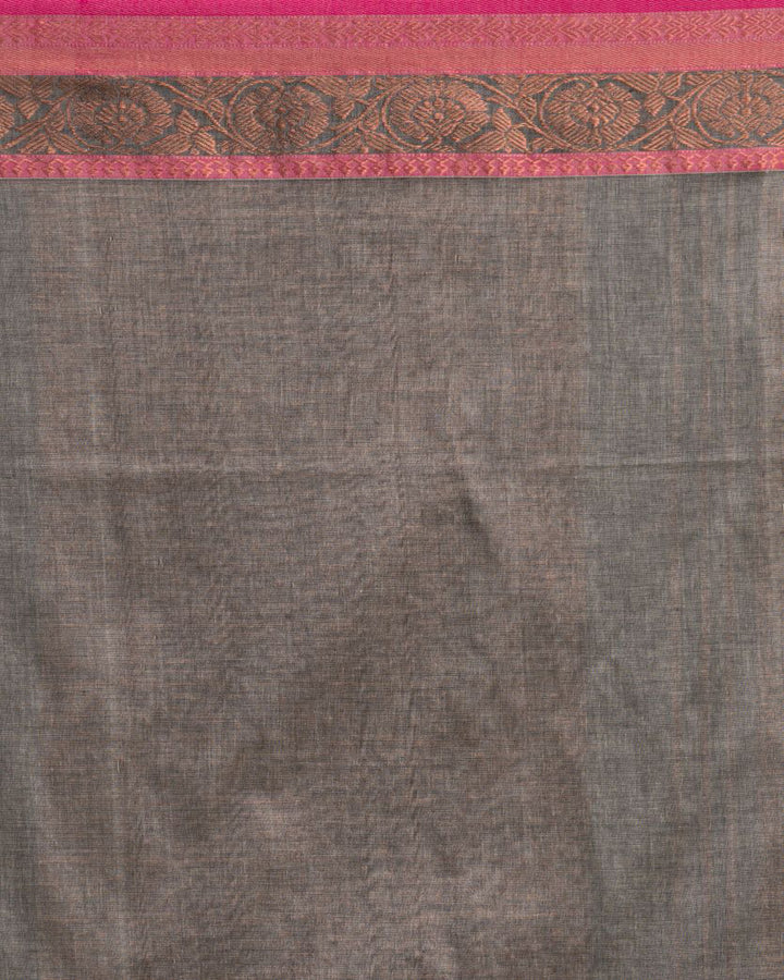 Grey pink handwoven cotton bengal saree