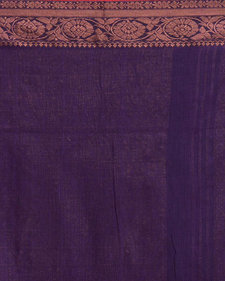 Violet red handwoven cotton bengal saree