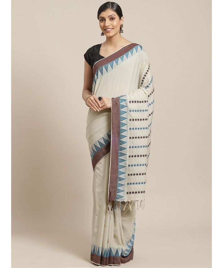 Grey cotton bengal handloom begumpuri saree