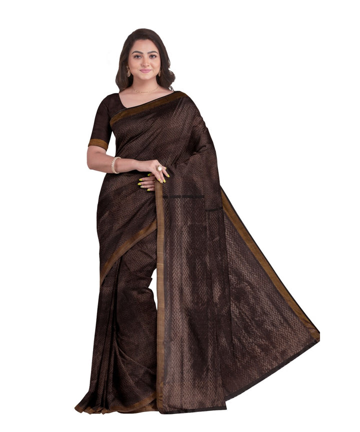 Black wine silk handloom bengal saree