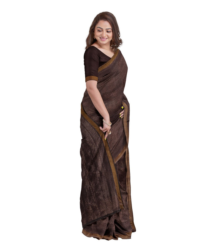 Black wine silk handloom bengal saree