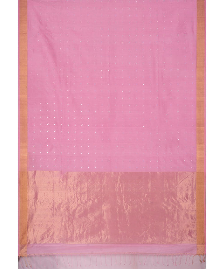 Pink gold silk bengal handloom saree