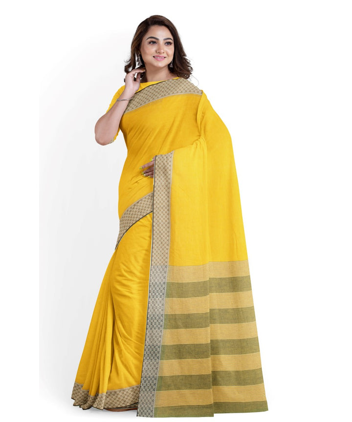 Biswa bangla yellow cotton handwoven begumpuri saree