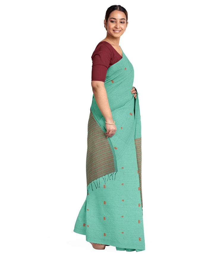Cyan cotton bengal handwoven begumpuri saree