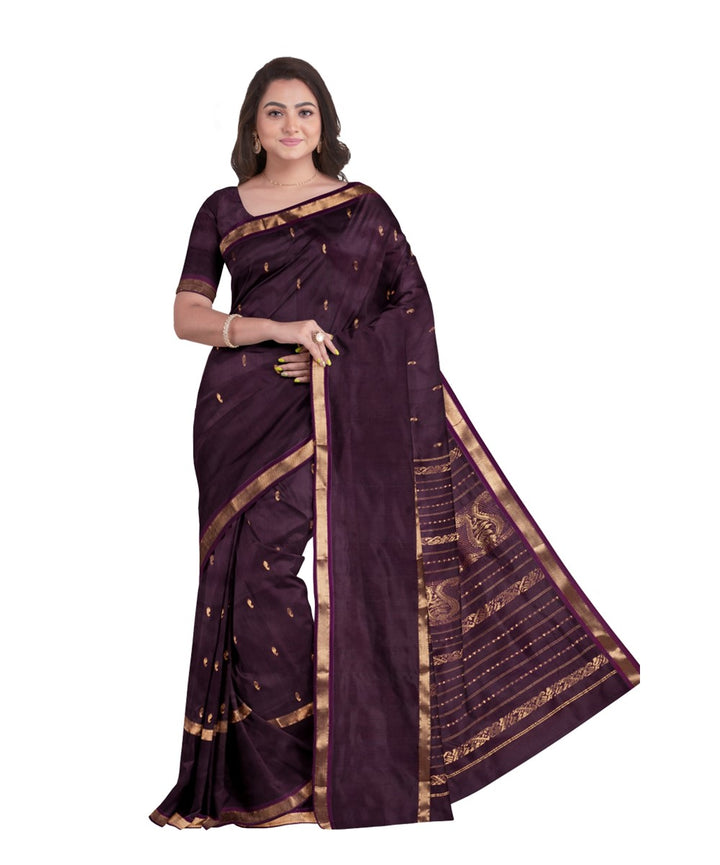 Violet gold silk handloom garad saree