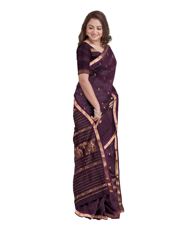 Violet gold silk handloom garad saree