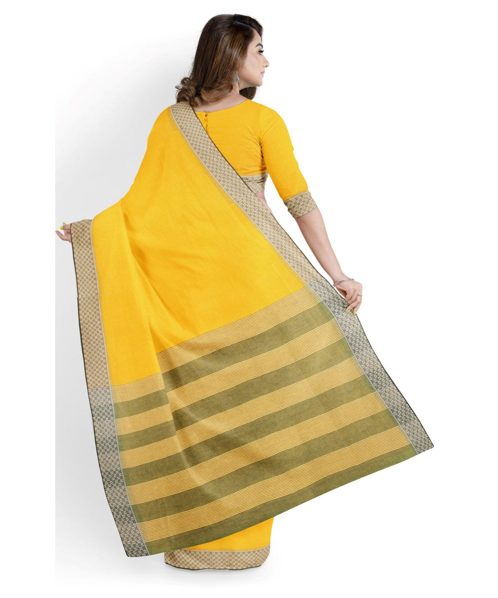 Biswa bangla yellow cotton handwoven begumpuri saree