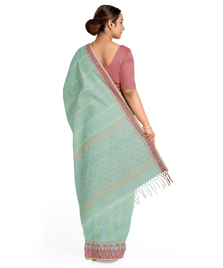 Pale green cotton bengal handloom saree