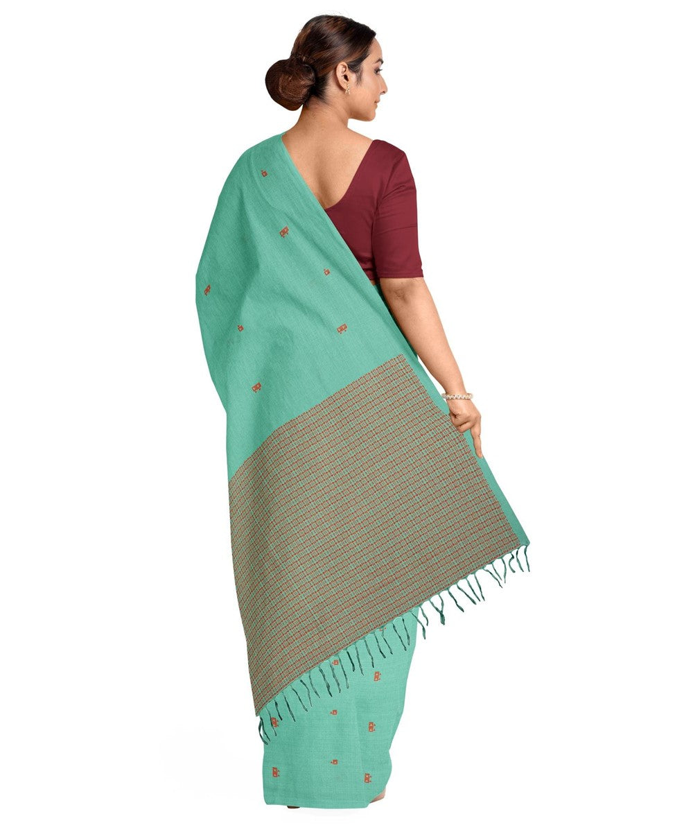 Cyan cotton bengal handwoven begumpuri saree