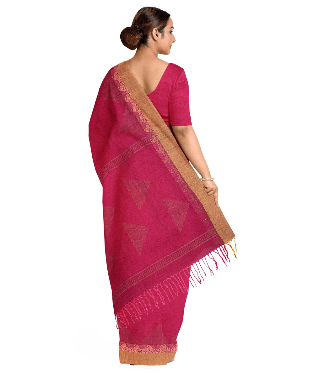 Pink cotton bengal handloom bengal saree