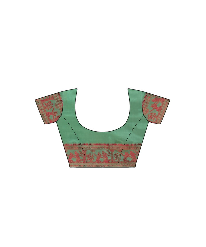 Biswa bangla light green silk handwoven baluchari saree